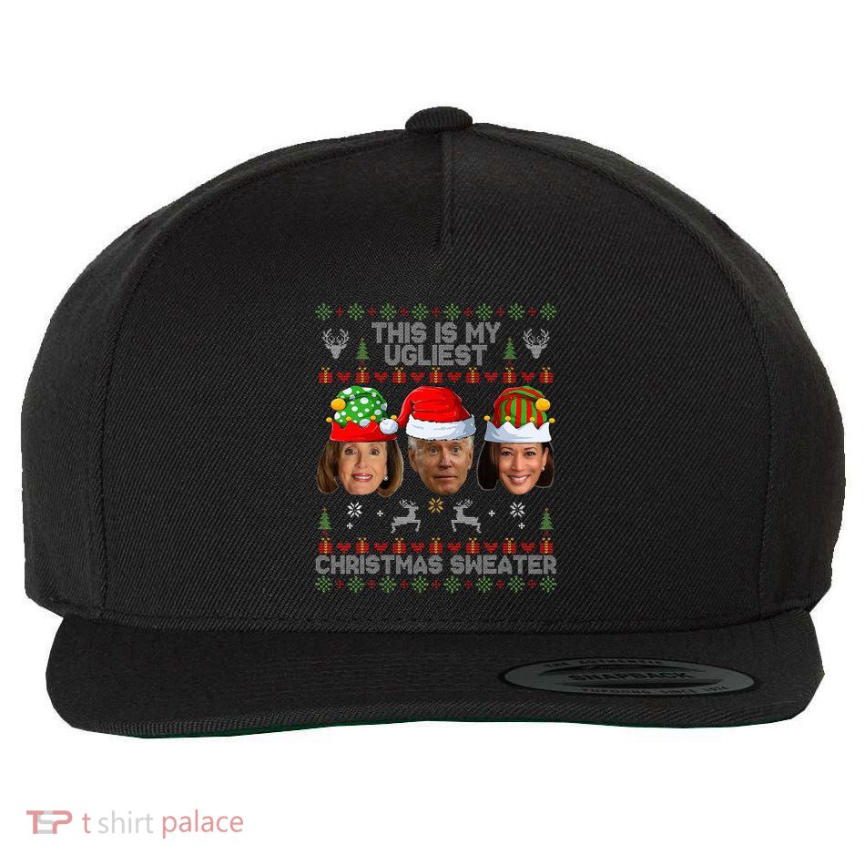 This Is My Ugliest Christmas Sweater Funny Joe Biden Kamala Wool Snapback Cap