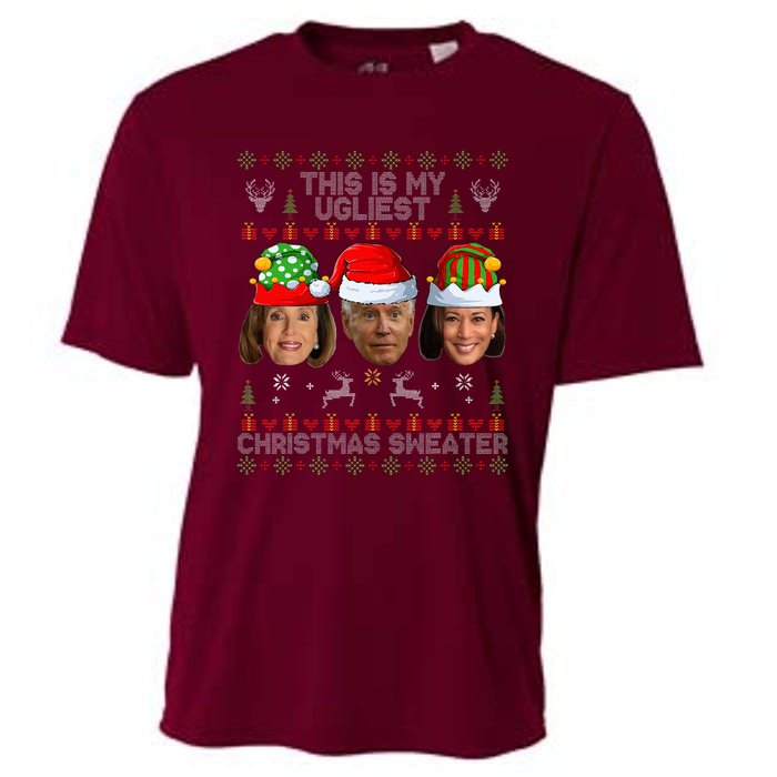 This Is My Ugliest Christmas Sweater Funny Joe Biden Kamala Cooling Performance Crew T-Shirt