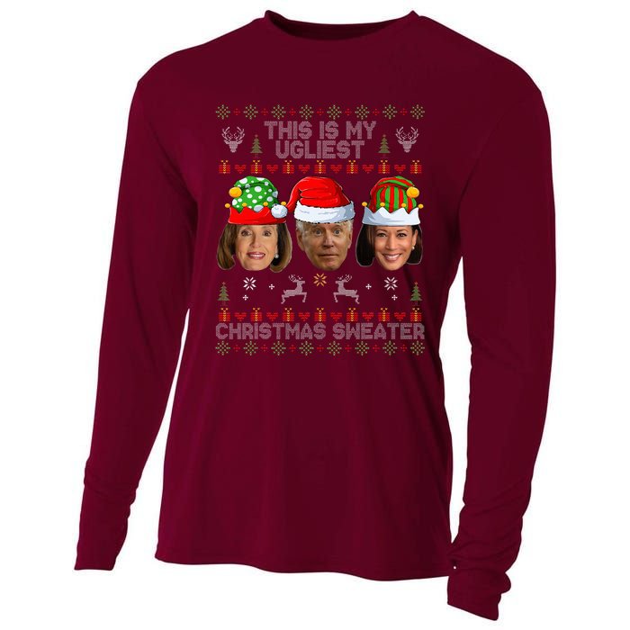 This Is My Ugliest Christmas Sweater Funny Joe Biden Kamala Cooling Performance Long Sleeve Crew