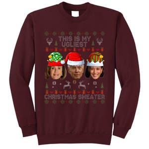 This Is My Ugliest Christmas Sweater Funny Joe Biden Kamala Tall Sweatshirt