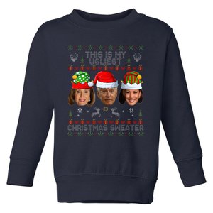 This Is My Ugliest Christmas Sweater Funny Joe Biden Kamala Toddler Sweatshirt