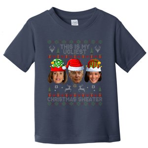 This Is My Ugliest Christmas Sweater Funny Joe Biden Kamala Toddler T-Shirt