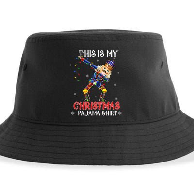 This Is My Christmas Pajama Dabbing Nutcracker Funny Sustainable Bucket Hat