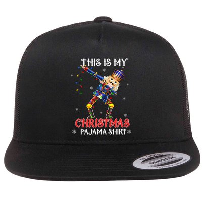 This Is My Christmas Pajama Dabbing Nutcracker Funny Flat Bill Trucker Hat