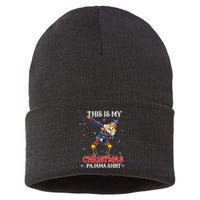 This Is My Christmas Pajama Dabbing Nutcracker Funny Sustainable Knit Beanie