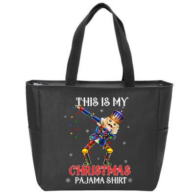 This Is My Christmas Pajama Dabbing Nutcracker Funny Zip Tote Bag