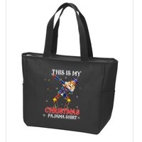 This Is My Christmas Pajama Dabbing Nutcracker Funny Zip Tote Bag