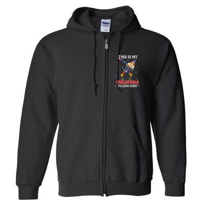 This Is My Christmas Pajama Dabbing Nutcracker Funny Full Zip Hoodie