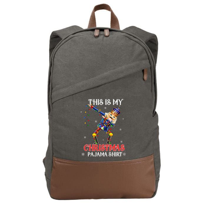 This Is My Christmas Pajama Dabbing Nutcracker Funny Cotton Canvas Backpack