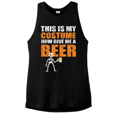 This Is My Costume Now Give Me A Beer Halloween Ladies PosiCharge Tri-Blend Wicking Tank