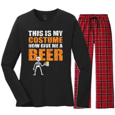 This Is My Costume Now Give Me A Beer Halloween Women's Long Sleeve Flannel Pajama Set 