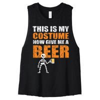 This Is My Costume Now Give Me A Beer Halloween Women's Racerback Cropped Tank