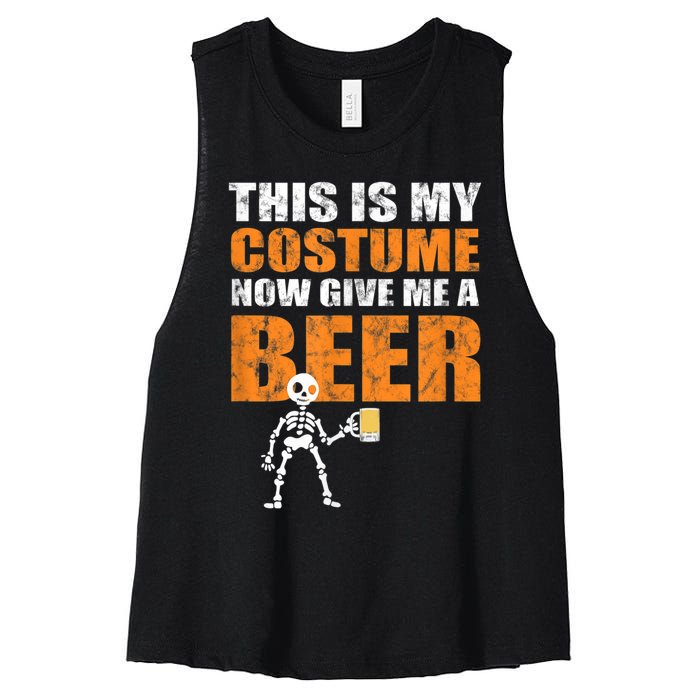 This Is My Costume Now Give Me A Beer Halloween Women's Racerback Cropped Tank