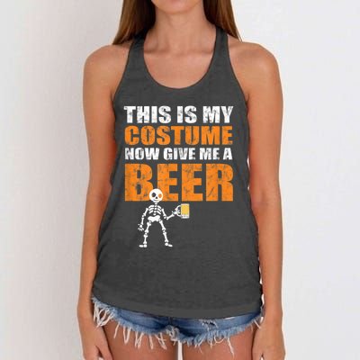 This Is My Costume Now Give Me A Beer Halloween Women's Knotted Racerback Tank