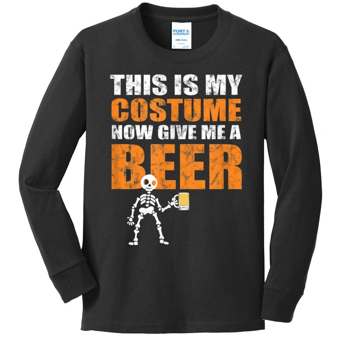 This Is My Costume Now Give Me A Beer Halloween Kids Long Sleeve Shirt