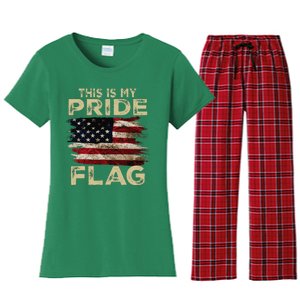 This Is My Pride Flag Usa American 4th Of July Women's Flannel Pajama Set