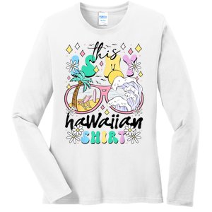 This Is My Hawaiian Groovy Tropical Luau Costume Party Ladies Long Sleeve Shirt