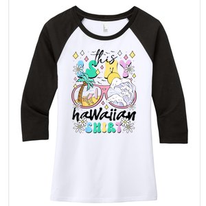 This Is My Hawaiian Groovy Tropical Luau Costume Party Women's Tri-Blend 3/4-Sleeve Raglan Shirt