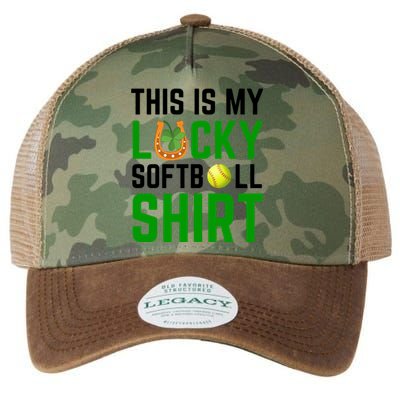 This Is My Lucky Softball Funny Gift Sport Game St Patrick's Day Gift Legacy Tie Dye Trucker Hat