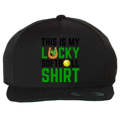 This Is My Lucky Softball Funny Gift Sport Game St Patrick's Day Gift Wool Snapback Cap