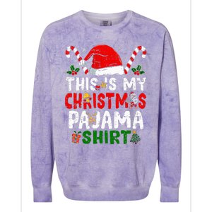 This Is My Christmas Pajama  Funny Christmas Colorblast Crewneck Sweatshirt