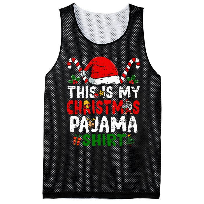 This Is My Christmas Pajama  Funny Christmas Mesh Reversible Basketball Jersey Tank