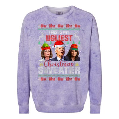 This Is My Ugliest Christmas Anti Biden Sweater Funny Xmas Colorblast Crewneck Sweatshirt