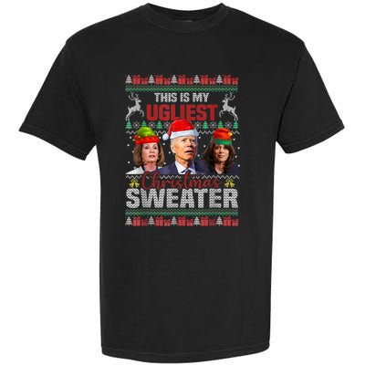 This Is My Ugliest Christmas Anti Biden Sweater Funny Xmas Garment-Dyed Heavyweight T-Shirt