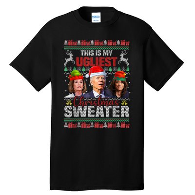 This Is My Ugliest Christmas Anti Biden Sweater Funny Xmas Tall T-Shirt