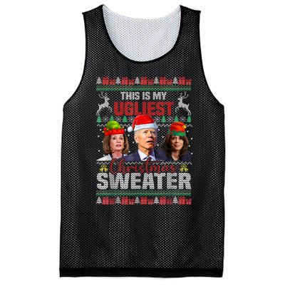 This Is My Ugliest Christmas Anti Biden Sweater Funny Xmas Mesh Reversible Basketball Jersey Tank