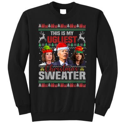 This Is My Ugliest Christmas Anti Biden Sweater Funny Xmas Tall Sweatshirt