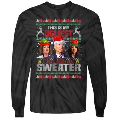 This Is My Ugliest Christmas Anti Biden Sweater Funny Xmas Tie-Dye Long Sleeve Shirt