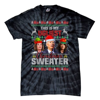 This Is My Ugliest Christmas Anti Biden Sweater Funny Xmas Tie-Dye T-Shirt