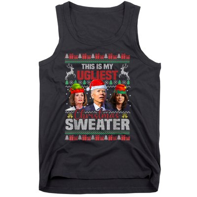 This Is My Ugliest Christmas Anti Biden Sweater Funny Xmas Tank Top