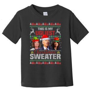 This Is My Ugliest Christmas Anti Biden Sweater Funny Xmas Toddler T-Shirt