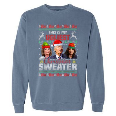 This Is My Ugliest Christmas Anti Biden Sweater Funny Xmas Garment-Dyed Sweatshirt