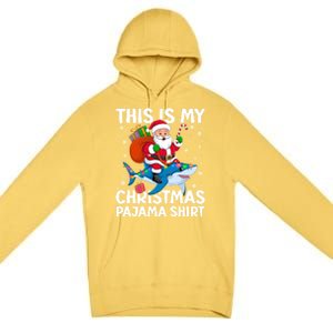 This Is My Christmas Pajama Shark Santa Hat Snowflakes Xmas Cute Gift Premium Pullover Hoodie