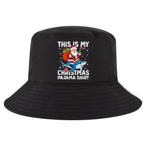 This Is My Christmas Pajama Shark Santa Hat Snowflakes Xmas Cute Gift Cool Comfort Performance Bucket Hat