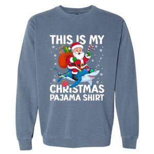 This Is My Christmas Pajama Shark Santa Hat Snowflakes Xmas Cute Gift Garment-Dyed Sweatshirt