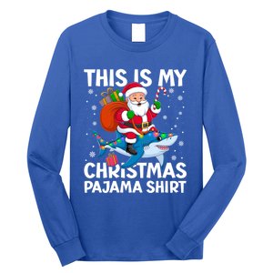 This Is My Christmas Pajama Shark Santa Hat Snowflakes Xmas Cute Gift Long Sleeve Shirt