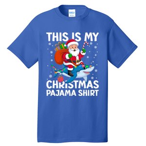 This Is My Christmas Pajama Shark Santa Hat Snowflakes Xmas Cute Gift Tall T-Shirt