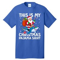 This Is My Christmas Pajama Shark Santa Hat Snowflakes Xmas Cute Gift Tall T-Shirt