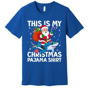 This Is My Christmas Pajama Shark Santa Hat Snowflakes Xmas Cute Gift Premium T-Shirt