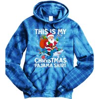 This Is My Christmas Pajama Shark Santa Hat Snowflakes Xmas Cute Gift Tie Dye Hoodie