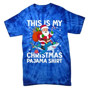 This Is My Christmas Pajama Shark Santa Hat Snowflakes Xmas Cute Gift Tie-Dye T-Shirt