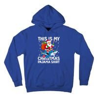 This Is My Christmas Pajama Shark Santa Hat Snowflakes Xmas Cute Gift Tall Hoodie