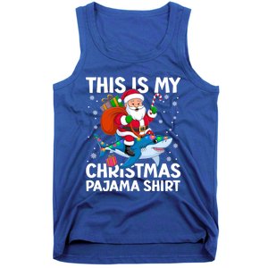 This Is My Christmas Pajama Shark Santa Hat Snowflakes Xmas Cute Gift Tank Top