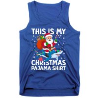 This Is My Christmas Pajama Shark Santa Hat Snowflakes Xmas Cute Gift Tank Top