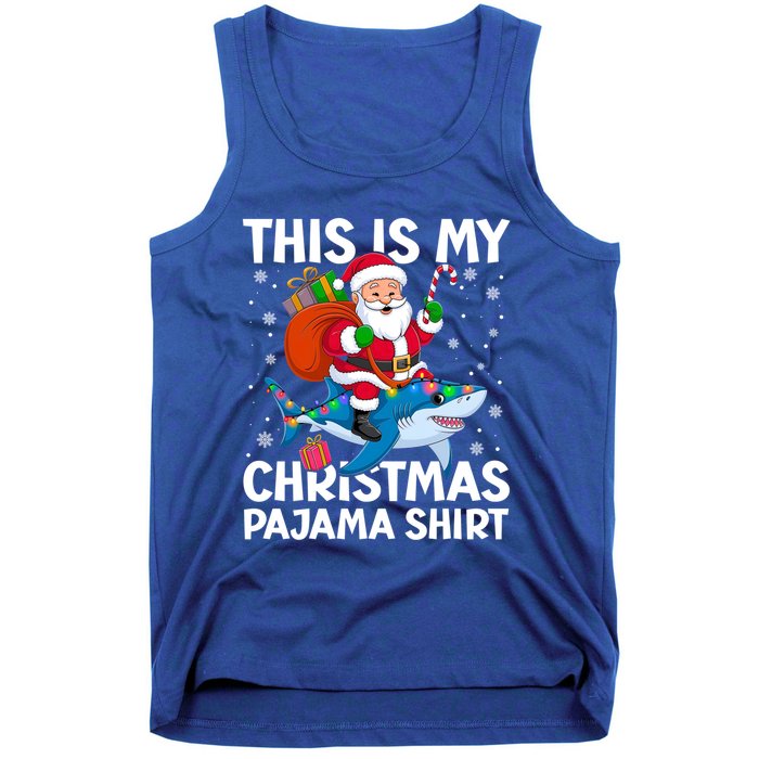 This Is My Christmas Pajama Shark Santa Hat Snowflakes Xmas Cute Gift Tank Top