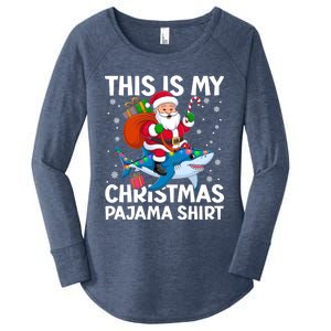 This Is My Christmas Pajama Shark Santa Hat Snowflakes Xmas Cute Gift Women's Perfect Tri Tunic Long Sleeve Shirt